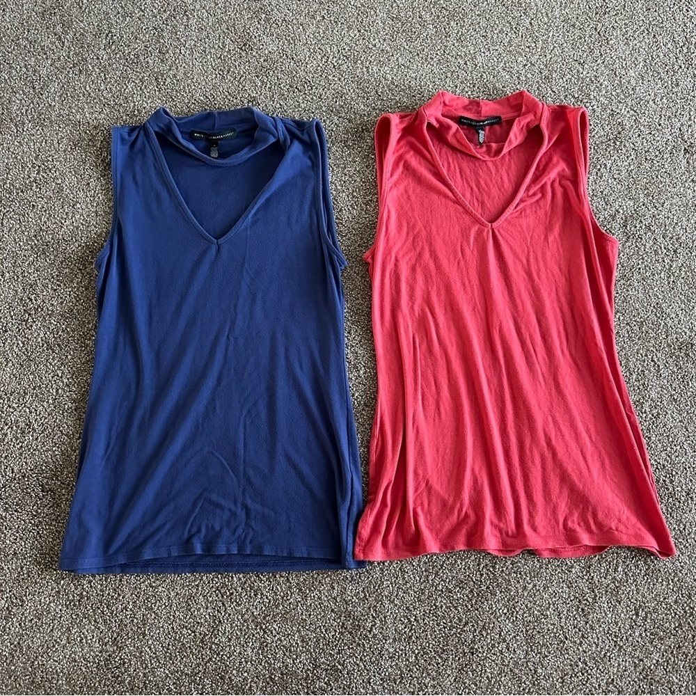 White House Black Market Blue and Pink Sleeveless Tank Tops